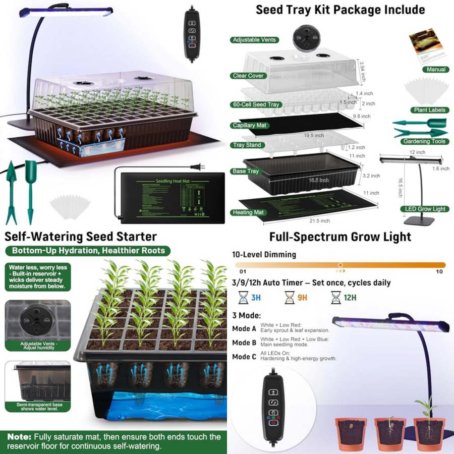 Seed Starter Trays - Kit de Germinação de Sementes com