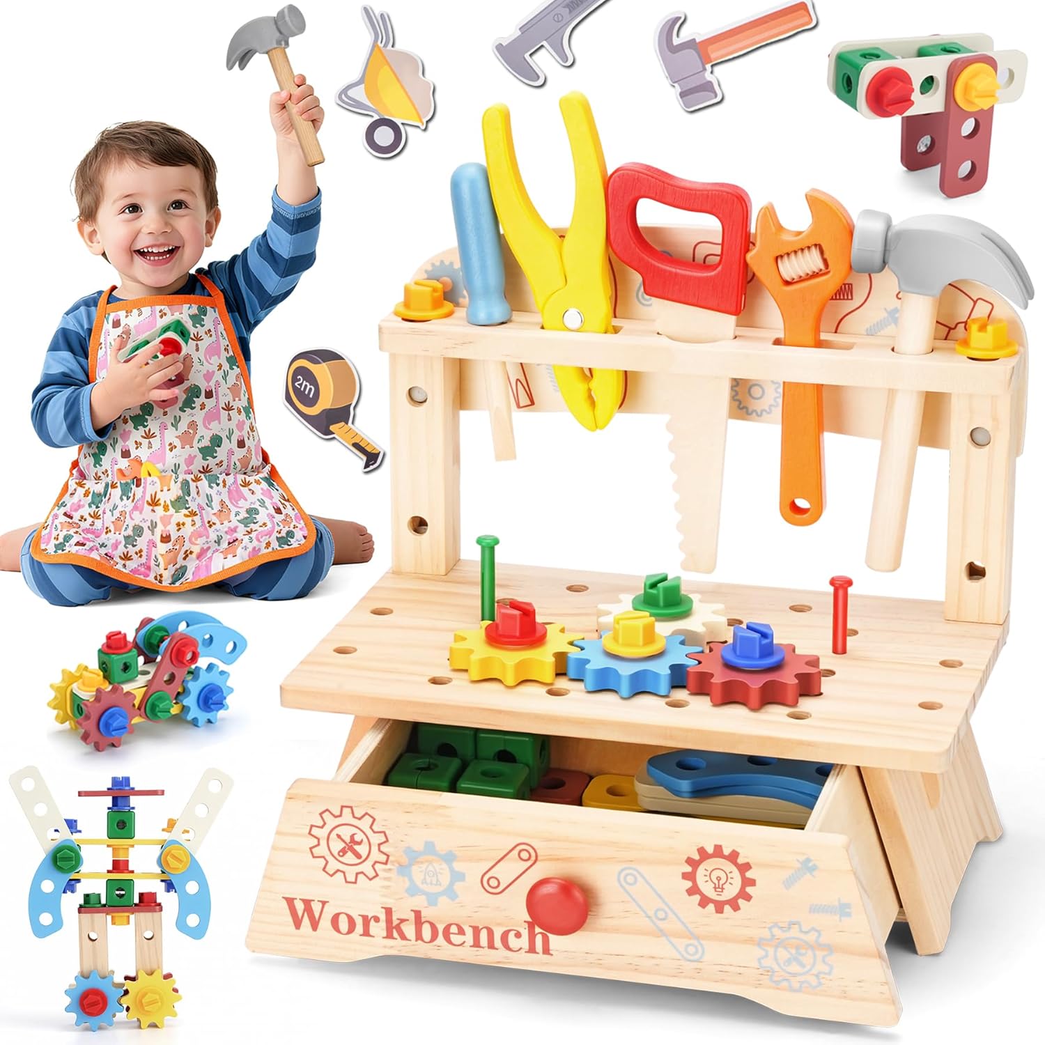 Gardening Tools Toddler - Banco de ferramentas de madeira para